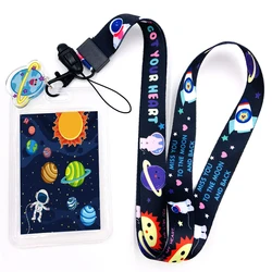 Kawaii Universe Galaxy Space Astronaut Lanyard with Black Lobster Clasp | Cute Lanyard | Cute Key Holder