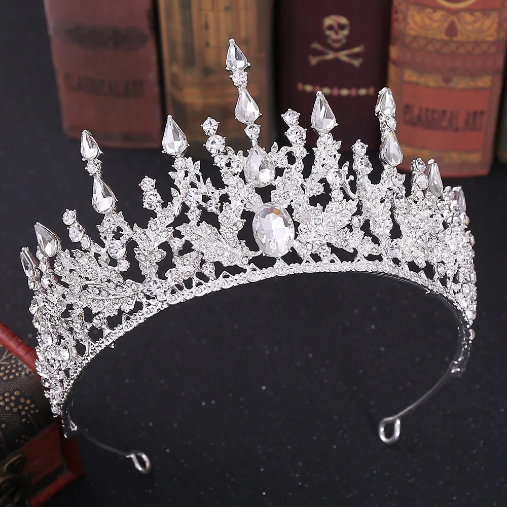 Baroque Retro Bronze Violet Crystal Bridal Tiaras Crown Rhinestone Pageant Diadem Veil Tiara Headbands Wedding Hair Accessories