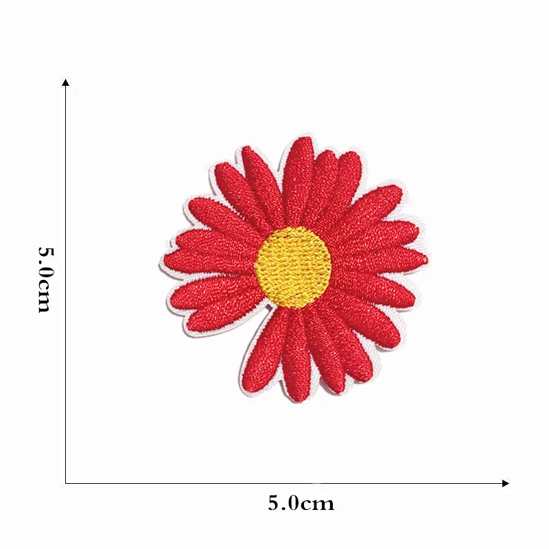 White pink purple Sunflower Daisy Flower Embroidered Iron On Patches for Clothes Dress Jacket Jeans Stickers DIY Patches