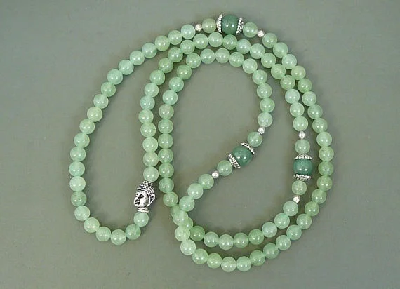 108 mala necklace Green Aventurine bracelet 108Mala Buddha beaded bracelet Yoga healing jewelry Buddhist