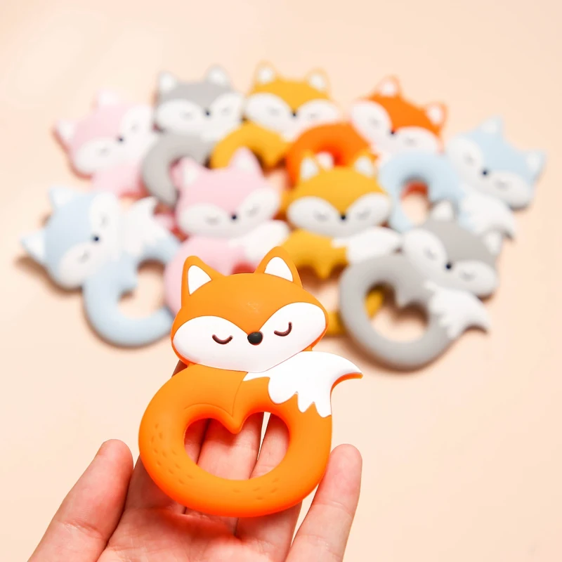 10pc Baby Silikon Beißring Nagetier Silikon Tier Fuchs Schnuller Zähne Anhänger BPA FREI Silikon Perlen Kauen Biter Kinder Waren