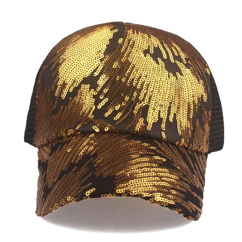 [YARBUU] New high quality Sequin baseball cap women's travel sunscreen cap summer breathable mesh cap adjustable peaked cap