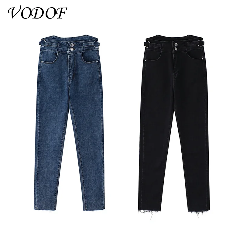 

VODOF High Waist Denim Trousers Women's Jeans Stretchy Skinny Pants Causal Design Pencil Jeans Pants for Female