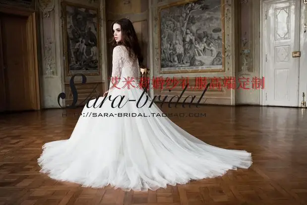 Robe De mariée longue en tulle et dentelle à boutons, tenue musulmane arabe, nouvelle collection 2019