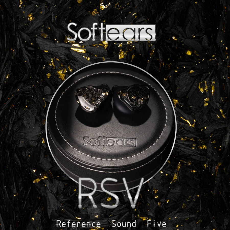 Softears RSV RS5 5BA IEM Reference Sound pięć serii douszny system monitorowania słuchawki satynowe fragmenty z włókna węglowego i złota folia czołowa