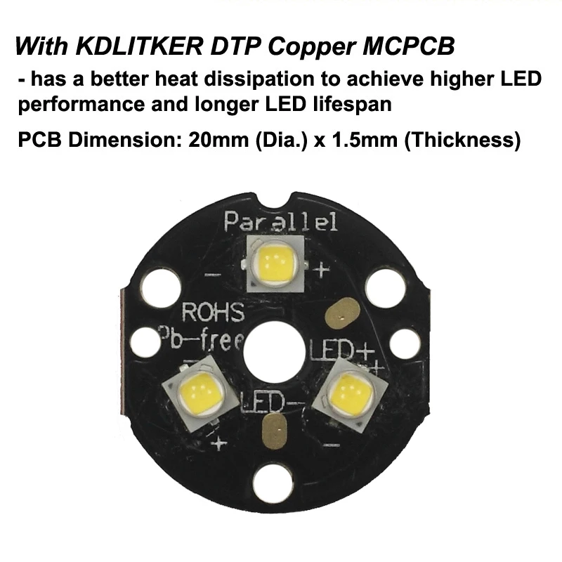 KDLITKER Triple Nichia 219BT 1000 Lumens High CRI LED Drop-in Module (Dia. 26.5mm)