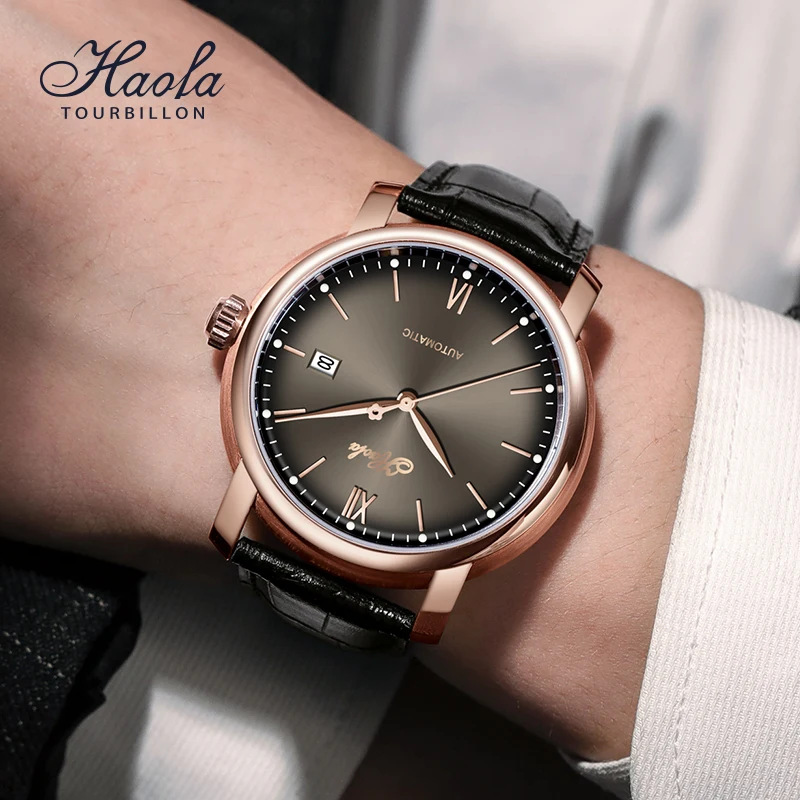 Haofa Mens Automatic Sapphire Mechanical Wristwatches Self-winding Business Calendar Watches for Men Horloges Mannen Casual 1325