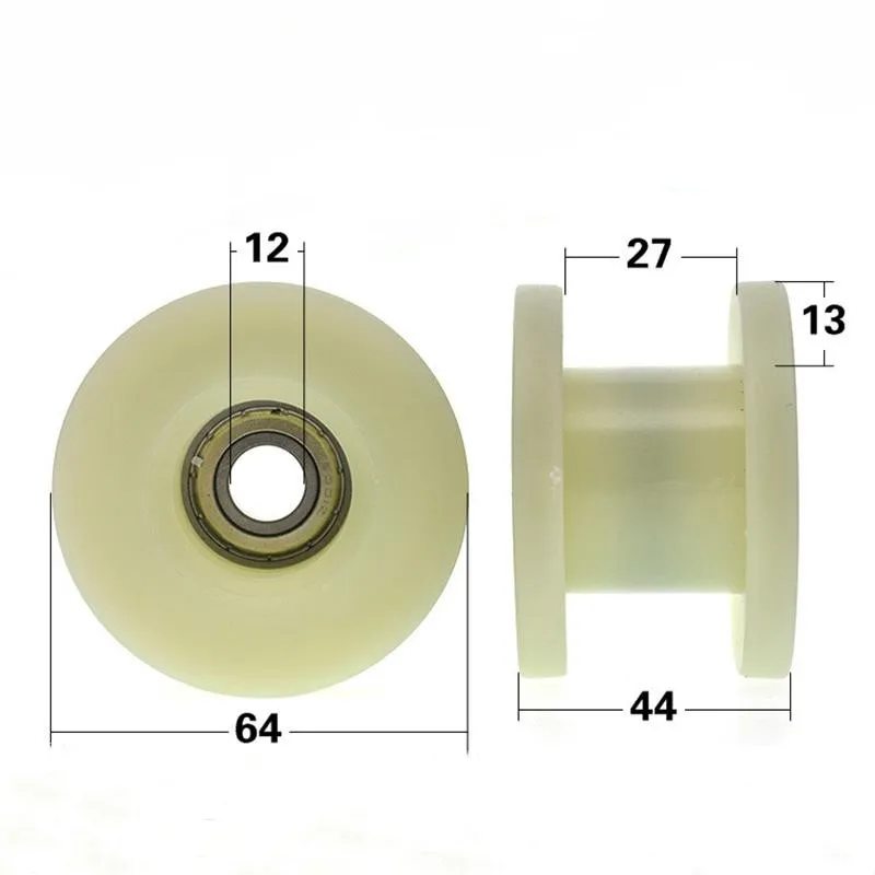 10pcs H Type Groove Bearing POM Hard Shell 12*64*44mm 6001ZZ Plastic Covered Safety Door Pulley Roller Guide Wheel 12x64x44mm