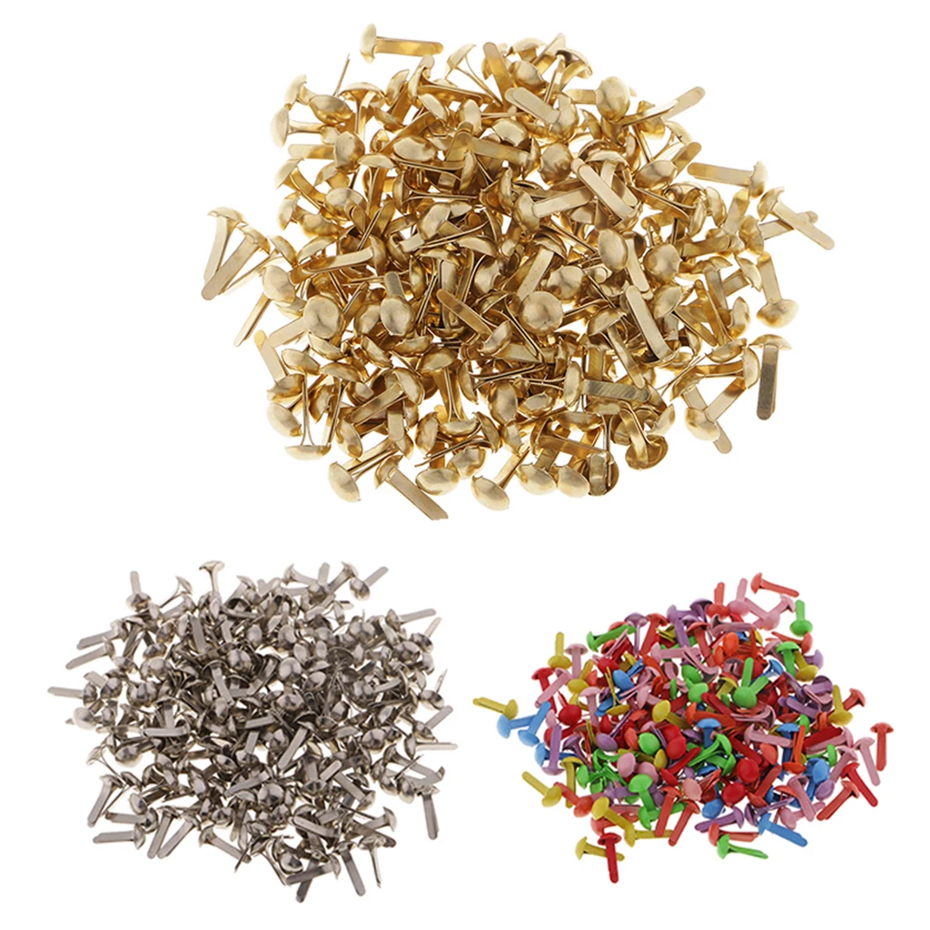 100Pieces Metal Round Head Split Pin Brads Paper Fastener Embellishment For Crafts Scrapbooking Arts Crafts Project DIY Decor