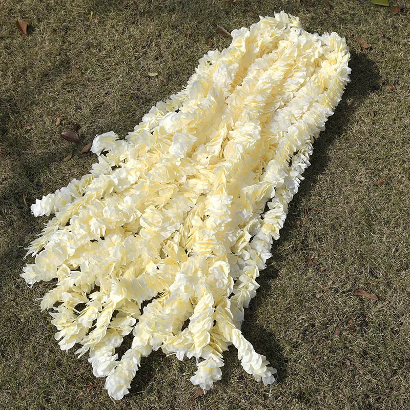 1m 2m/50pcs Artificial Orchid Flowers Rattan String Vine With Leaves For Home Wedding Garden Decoration Hanging Garland Wall