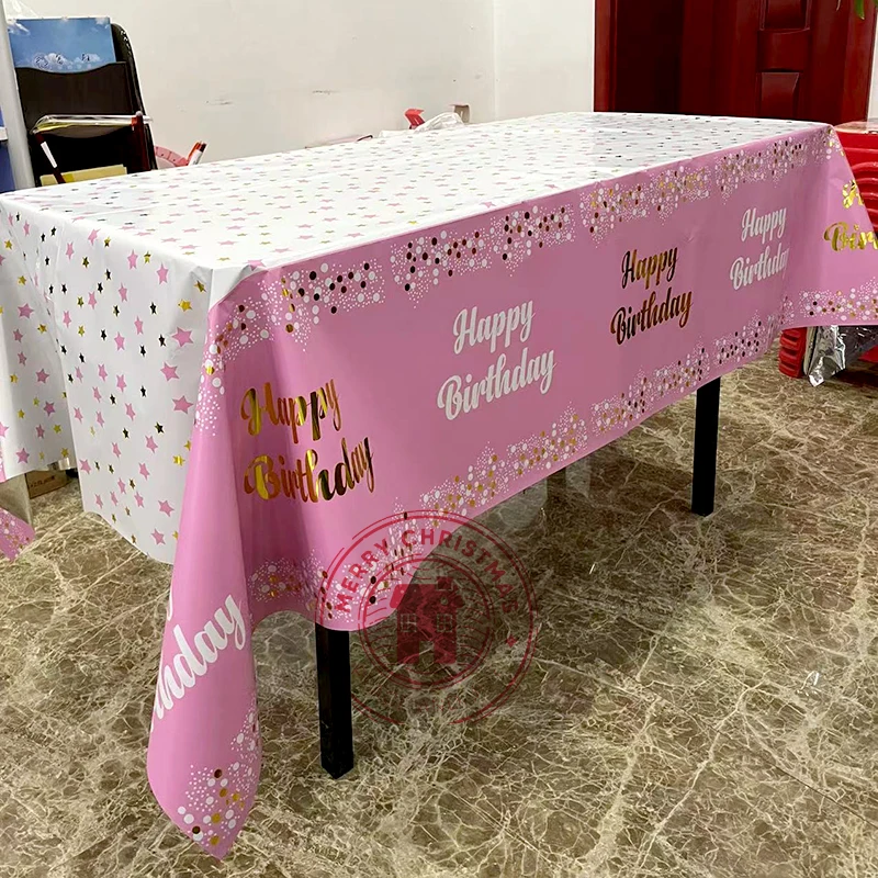 54×72inch Happy Birthday Decor Letter Printed Tablecloth Decoration Drawing Scene Layout Wedding Celebration Parti Table Suppl