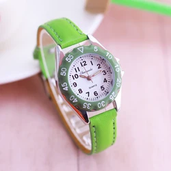 Chaoyada-Montres-bracelets électroniques en cuir coloré pour enfants, montre à quartz étanche pour petits enfants, horloge pour apprendre l'heure, garçons et filles