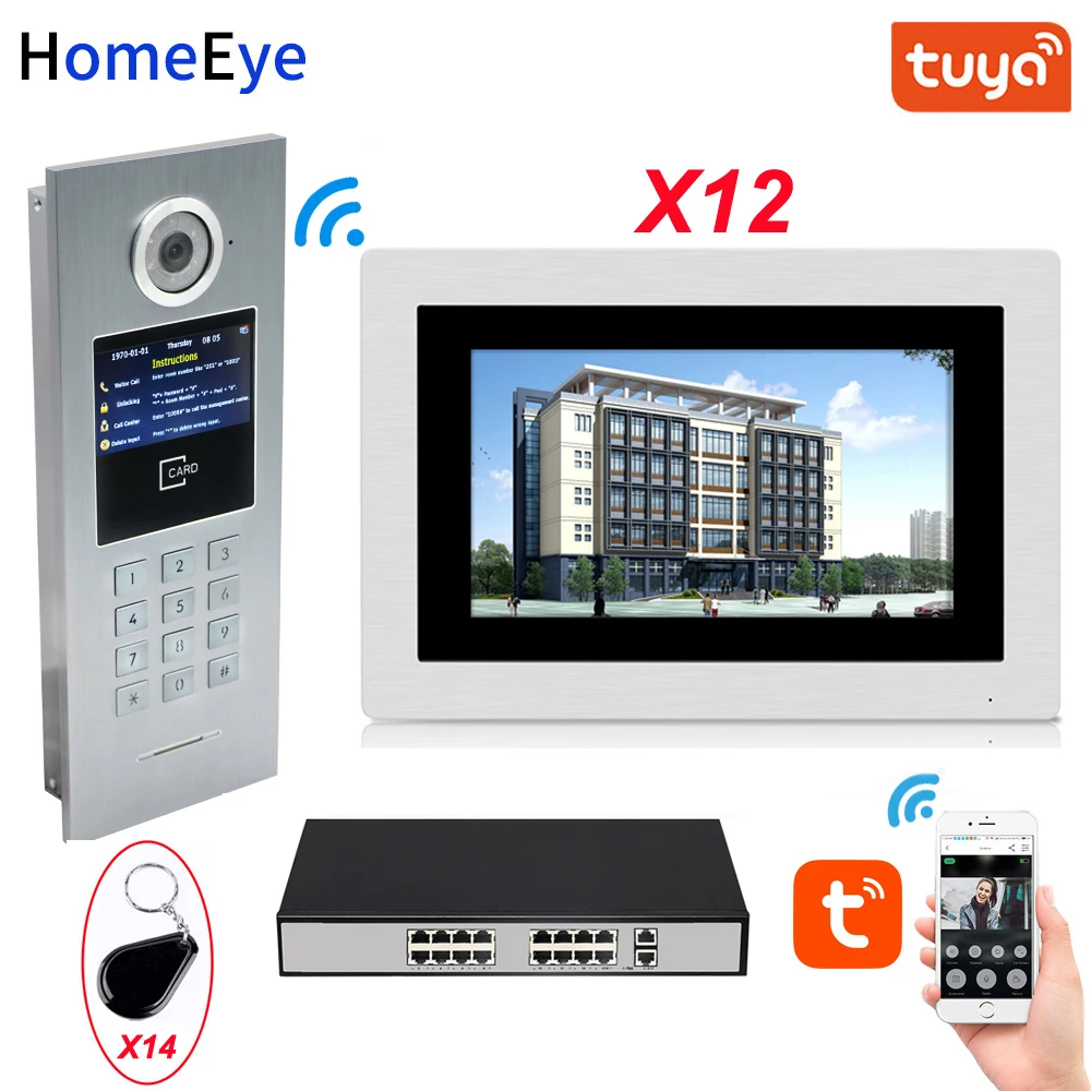 

Big Building WiFi Video Door Phone IP Video Intercom Home Access Control System TuyaSmart APP+Password+IC Card 7'' Touch Screen