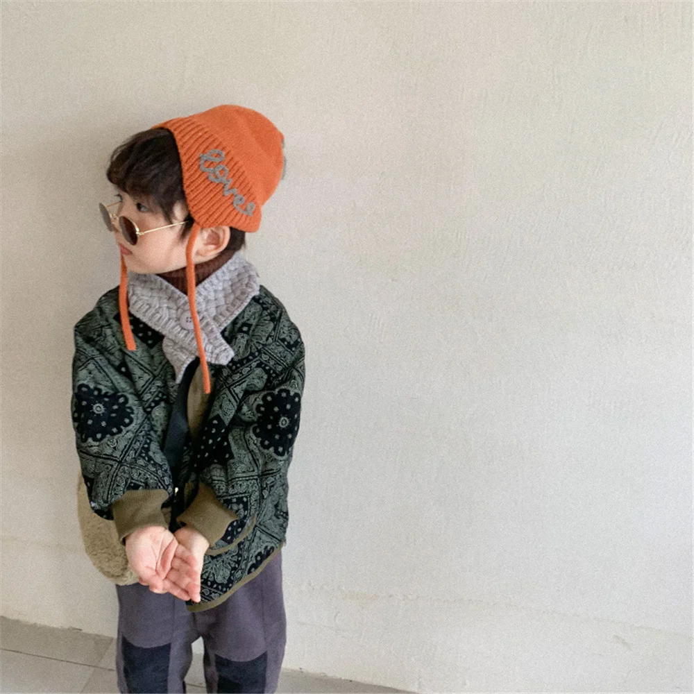 Autumn Winter Korean style retro quilted coats for boys and girls fashion loose thick warm jackets 1-7Y