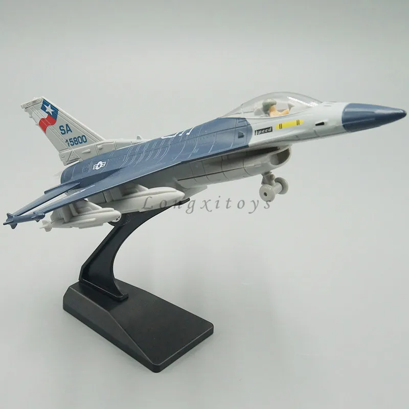 1:87 Diecast Plane Model US F-16 Jet Fighter Pull Back Toy With Sound & Light