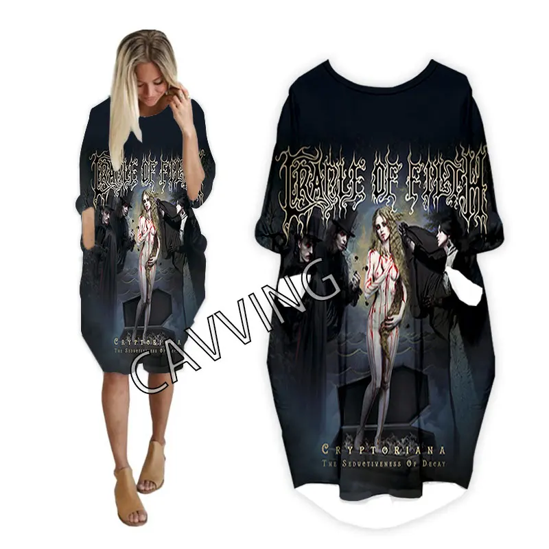 CAVVING Kaus Lucu Midi Fashion Cradle Of Filth Gambar Cetak 3D Gaun Anime Wanita Atasan Harajuku Rok Wanita Logo Gaun Lengan Panjang