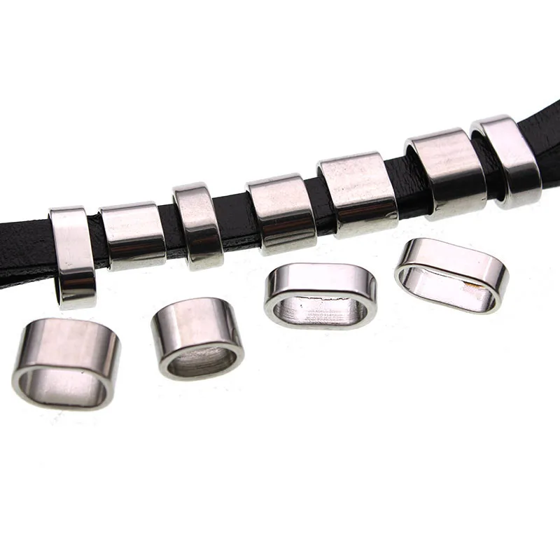 10pcs Stainless Steel Metal Big Hole Tube Spacer Beads for Jewelry Making Fit Charm Leather Bracelet DIY Handmade Findings