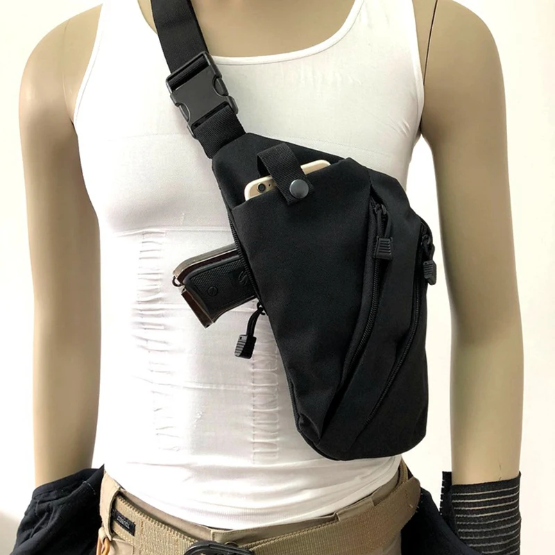 Tactical pistol gun bag multi-function hidden carry storage men's left-handed right-hand nylon shoulder bag