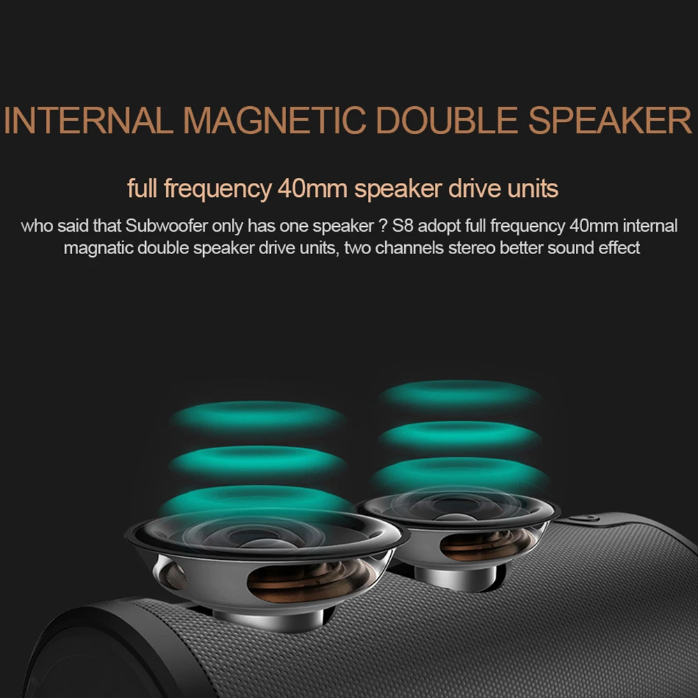 ZEALOT-Alto-falante Bluetooth estéreo sem fio, mãos livres com microfone, coluna mãos livres, controle portátil de toque, leitor de cartão TF, S8, 3D