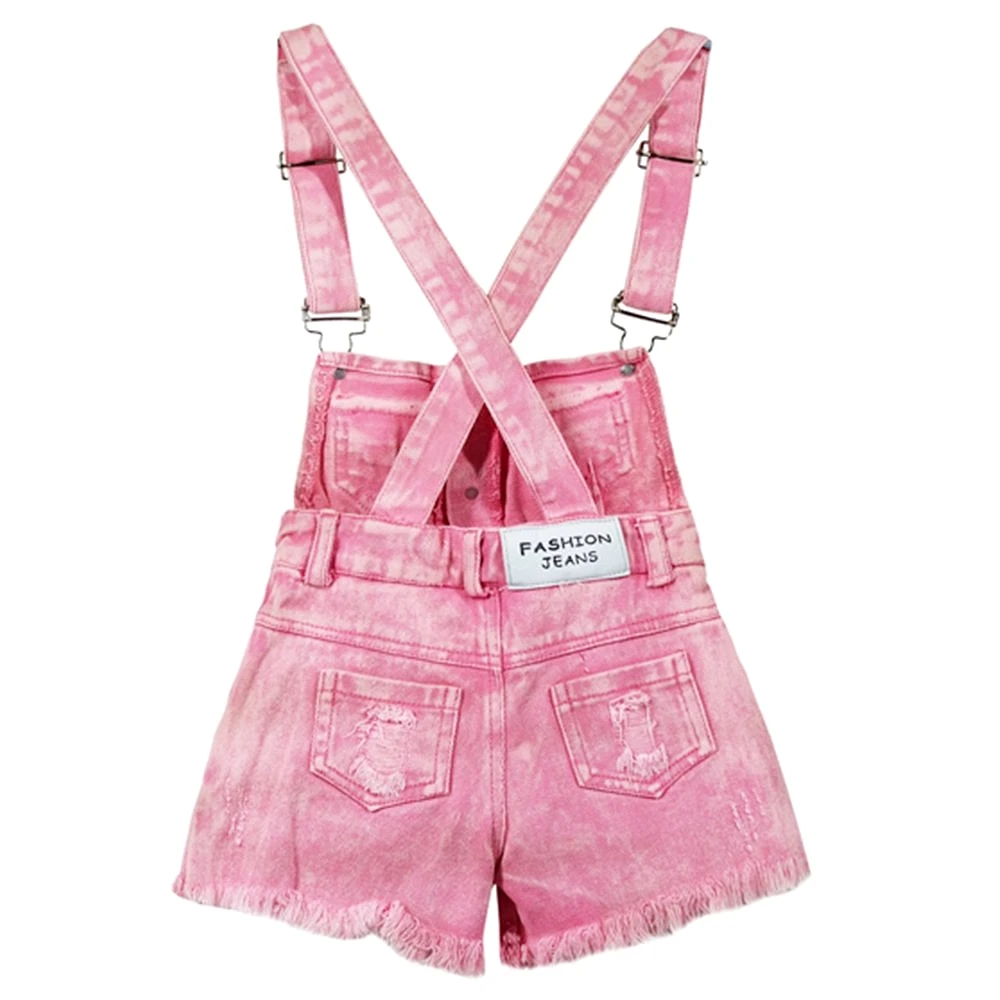 Chumhey 1-11T Kids Overalls Summer Girls Suspender Denim Shorts Pink Jeans Children Clothes Kawaii Bebe Jumpsuit Child Clothing