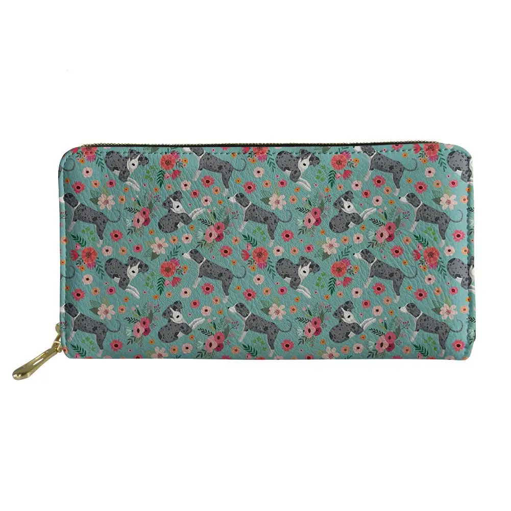 

Green Floral Pattern Long Wallets Zipper Phone Bag Card Holder for Ladies Clutch Purse Carteira Handbags Notecase 2019