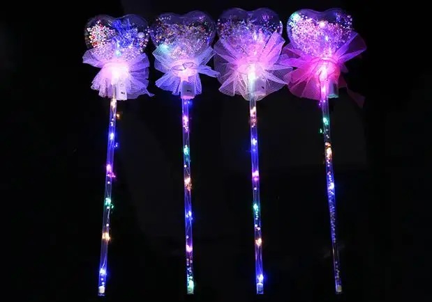 Party Light-up Magic Wand Glow Stick Witch Wizard Clear Heart Shape Led Wands Rave Toy Great For Birthdays Princess Dress Up Props Halloween Christmas presents Wedding decor