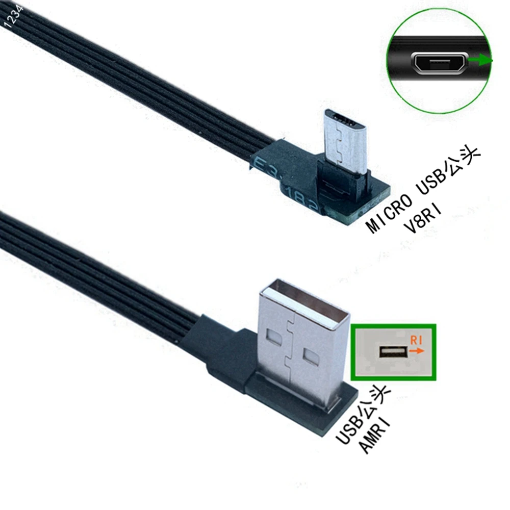 Кабель Micro USB, зарядное устройство, USB-шнур, колено 90 градусов, нейлоновый плетеный кабель для передачи данных для телефона Android