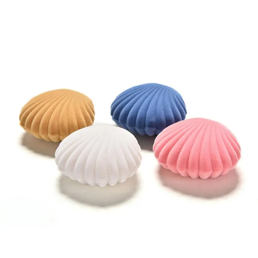 Cute Shell Velvet Gift Box Ring Pendant Jewelry Earrings Storage Display Case