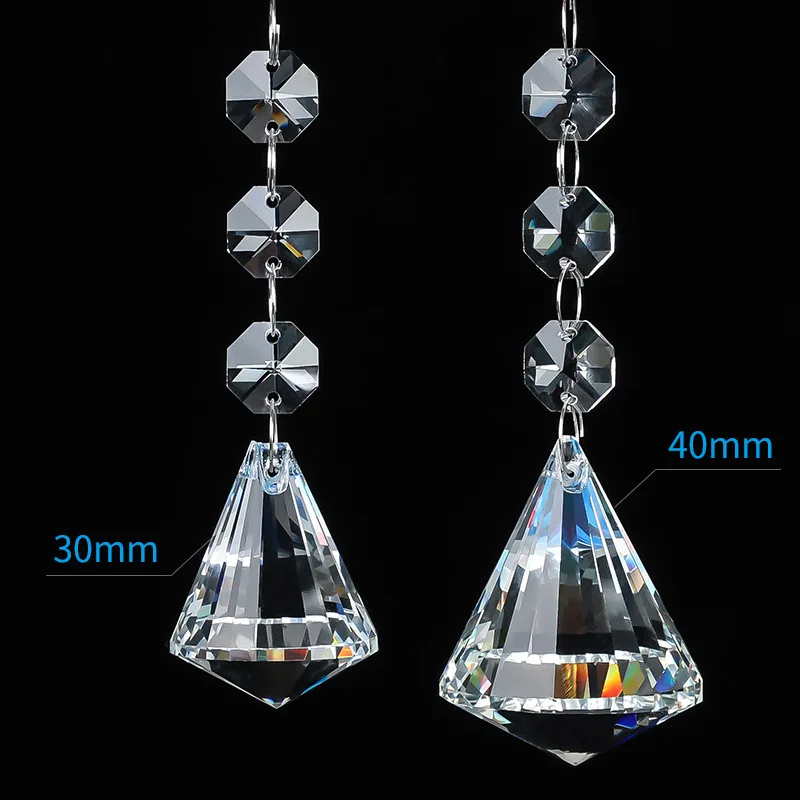 

Camal 10pcs Garland Chain with 30/40mm Diamond Ball Crystal Pendant Prism Lamp Lighting Part Hanging Chandelier Curtain Wedding