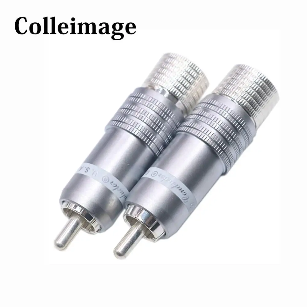 Colleimage 4pcs Hifi CMC-8236-WU Silver Plated RCA Plug Hi-end Rhodium-plated Carbon Fiber RCA Connector for Diy RCA Cable