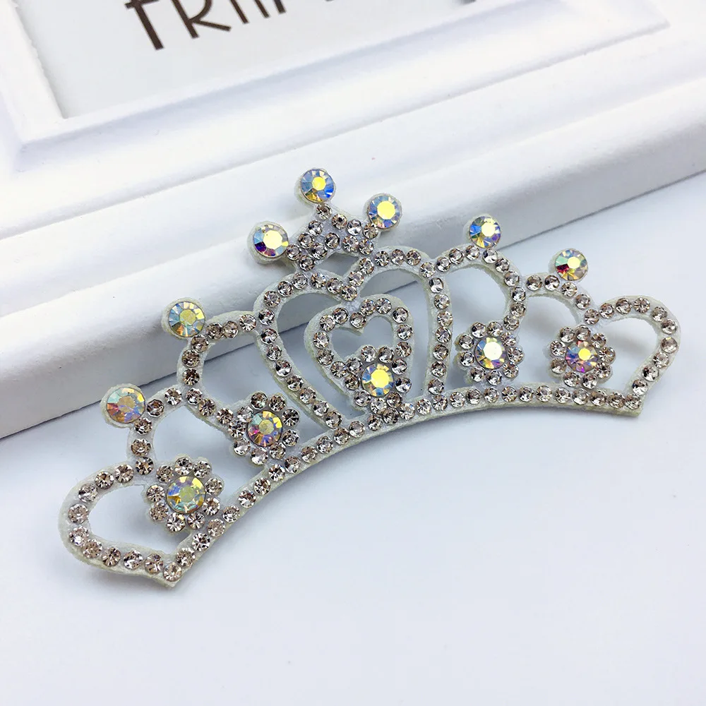 10Pcs/Lot Multi Style Felt backside Diamond Crown Patches Appliques for DIY Headband Material And Christmas hat Accessories