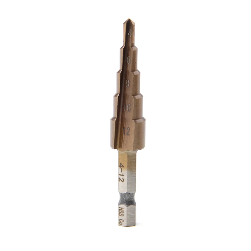 M35 HSS-CO ขั้นตอนเจาะบิต4-12มม.โลหะ Stright Groove 1/4 ''Hex Shank สแตนเลสสตีลสแตนเลสโคบอลต์ชุบ