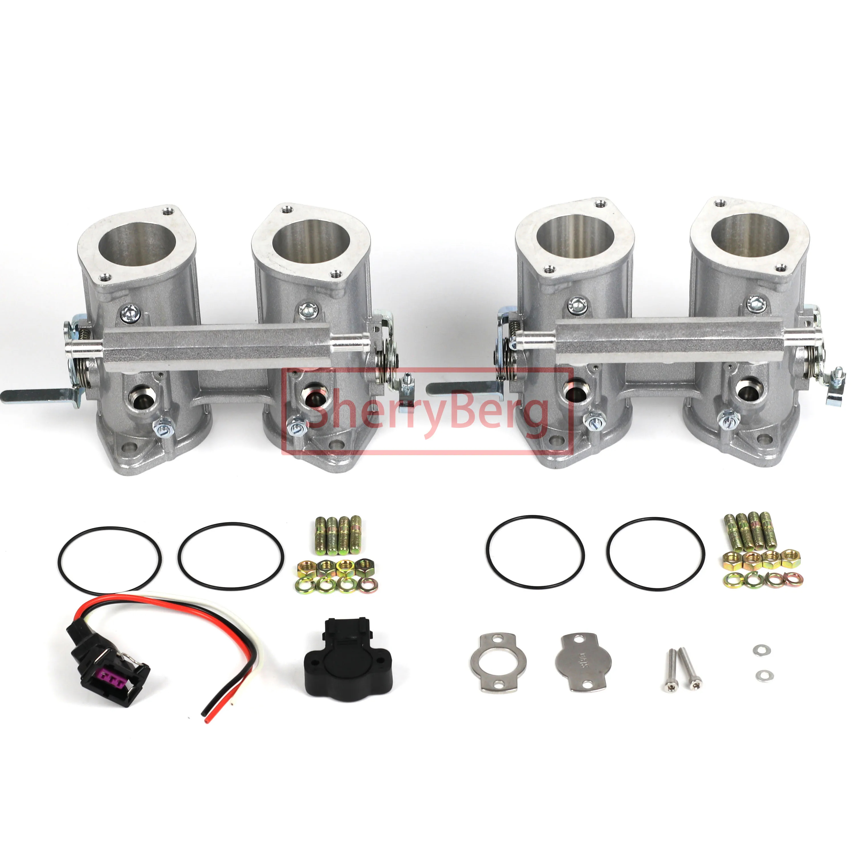 SherryBerg  Set (2pcs)  40dcoe 40 Dcoe 40mm Twin Throttle Body Injection + TPS + Fuel Rail Weber/Dellorto/Solex DCOE/DHLA  EMPI