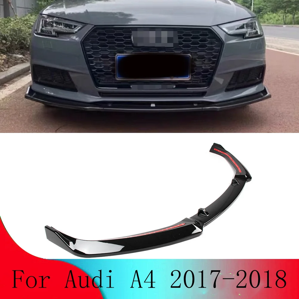 

For Audi A4 Sedan 2017 2018 Car Front Bumper Splitter Lip Spoiler Kits Cover Exterior Moulding Trim Diffuser Guard Protection