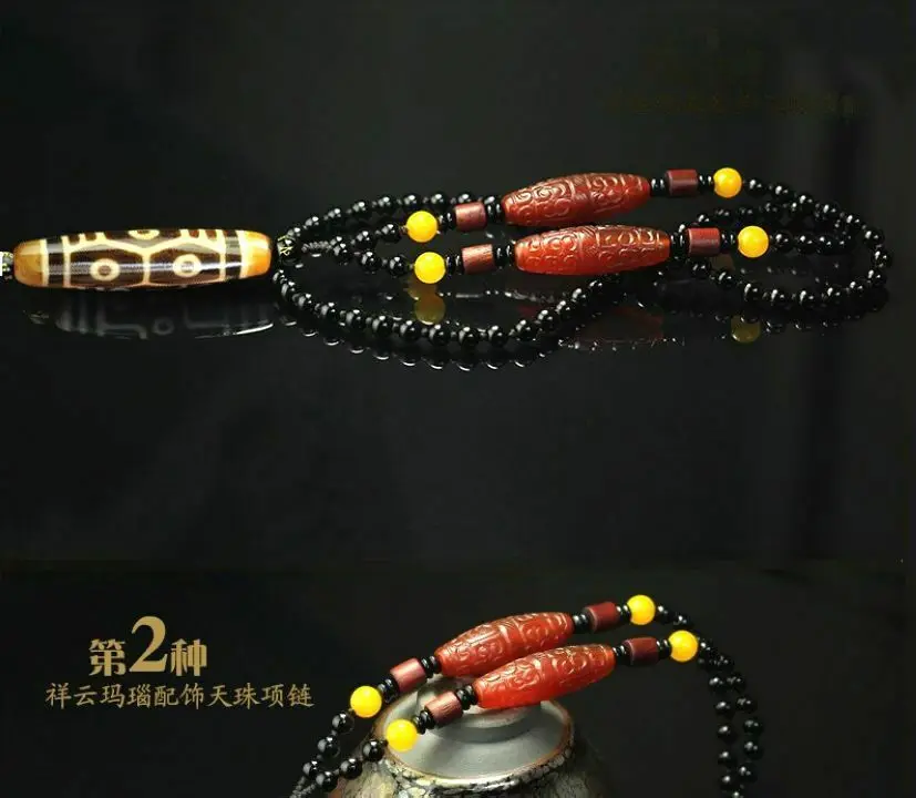 

High Quality Tibetan Dzi Bead Pendant Phoenix eyes Bead Amulet agate Hanging Necklace Lucky with certificate