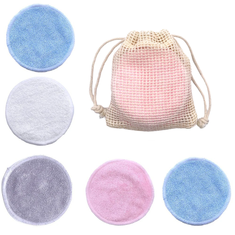 10PC Reusable Cotton Pads Makeup Remover Pads Washable Round Bamboo Make Up Pads Cloth Nursing Pads Skin Care Tool Skin Cleaning