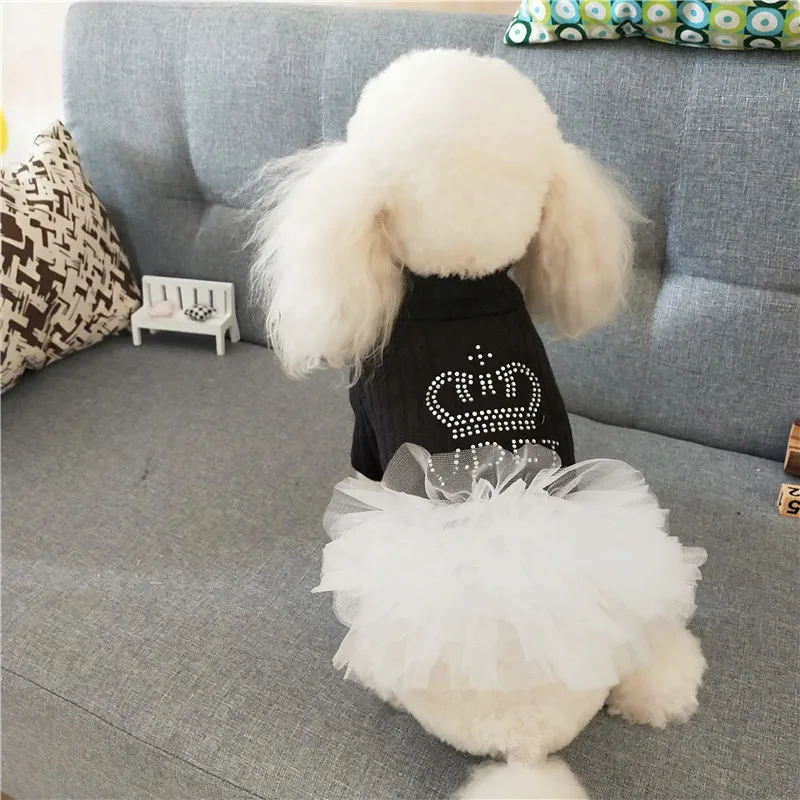 

Pet Dog Clothes Thin Dog Dress Crown Hot Rhinestone Printing Tutu Skirt Small Dog Princess Skirt