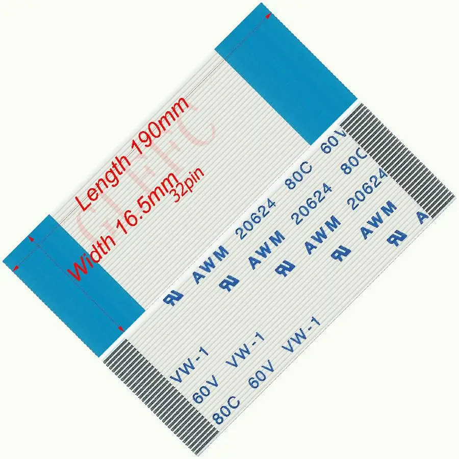 32pin 0.5 الملعب 190 مللي متر-900 مللي متر A-نوع مرنة سلك مسطح FFC awm 20624 بنفايات ل TTL LCD DVD الكمبيوتر