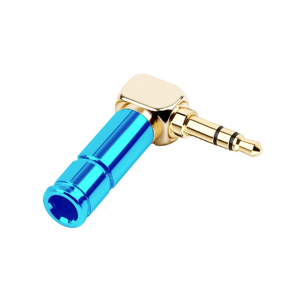 10pcs 3.5mm Jack Right Angle Earphone plug 3Pole Gold-plated Wire Connector Fit for 6mm Cable DIY Play Aluminum alloy tube