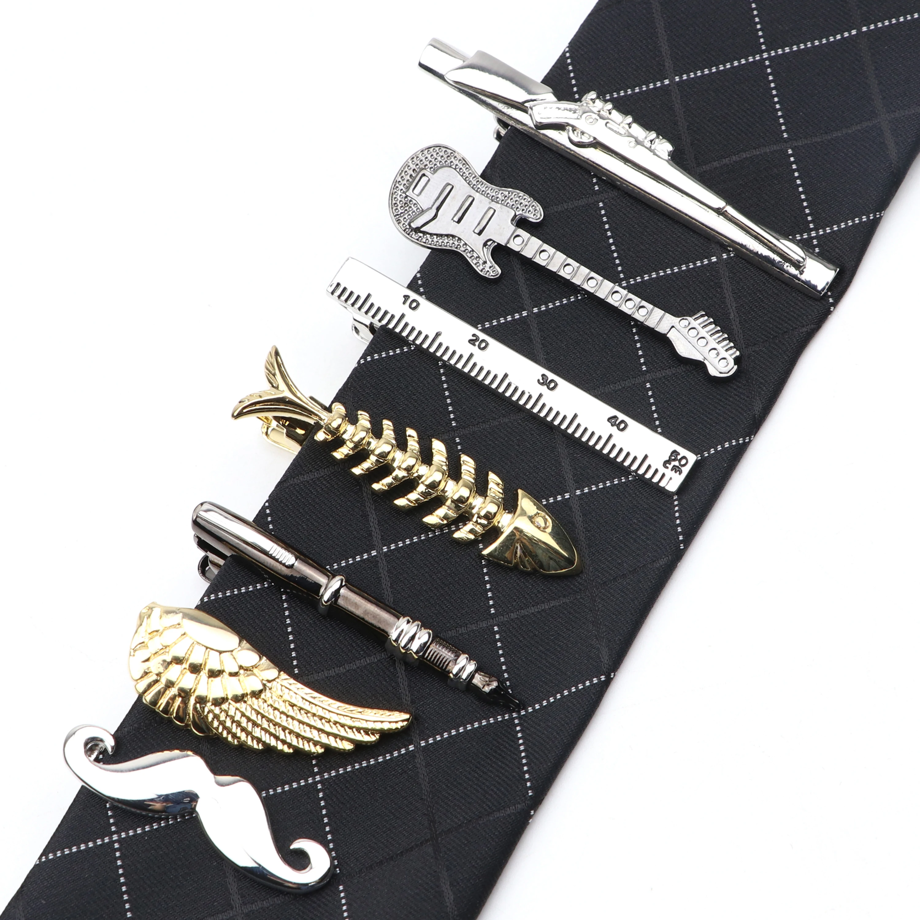 Fashion Chrome Stainless Men Tie Clip Luxury Classic Golden Airplane Sword Bright Steel Jewelry Business Mens Clips Accessories