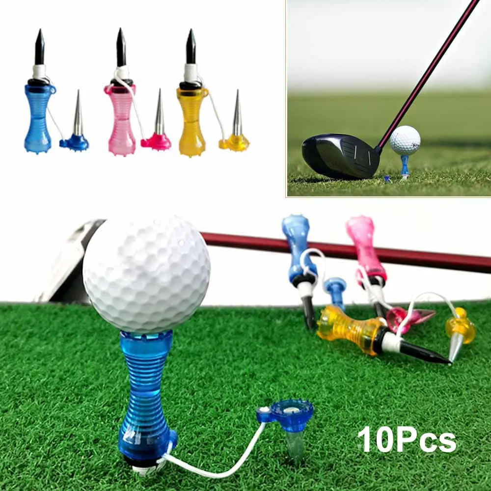 10Pcs Spring Golf Tees Unbreakable Plastic 70/80mm Long Bulk Reusable Flexible Tee Lift Step for Men Women Practice Training