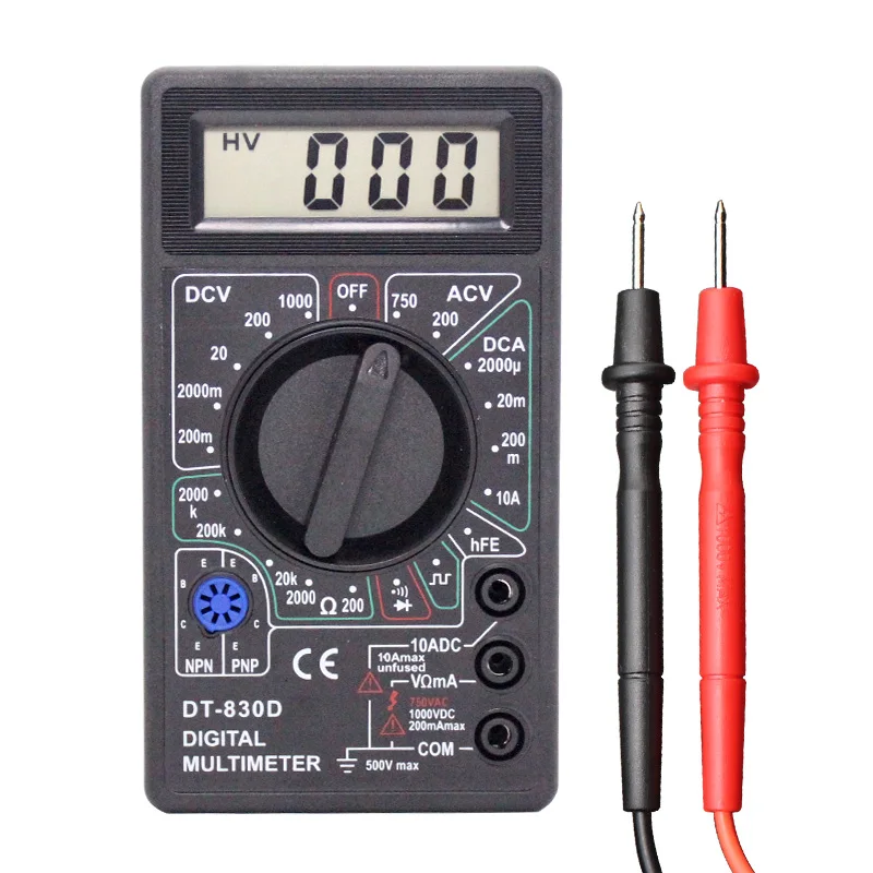 DT830D Mini Digital Multimeter With Buzzer DC AC Ammeter Power Voltmeter Voltage Ampere Ohm Tester LCD Meter Test Multimeter Pen