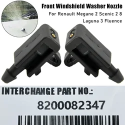 2Pcs Car Front Windshield Washer Spray Nozzle Jet for Renault Megane 2 3 Mk2 mk3 Scenic 2 Laguna Fluence OE# 8200082347