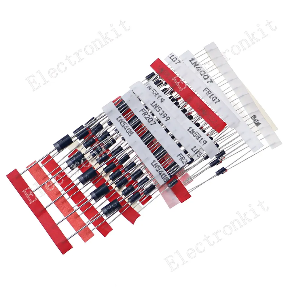 100pcs 8 Kinds Fast Switching Schottky Diode Kit Set 1N4148 1N4007 1N5819 1N5399 1N5408 1N5822 FR107 FR207 Electronic Components