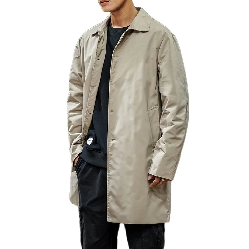 Men's Jackets 2021 Spring Single Breasted Medium-Long Trench Coat Male Solid Color Khaki Coat Windbreaker Plus Size