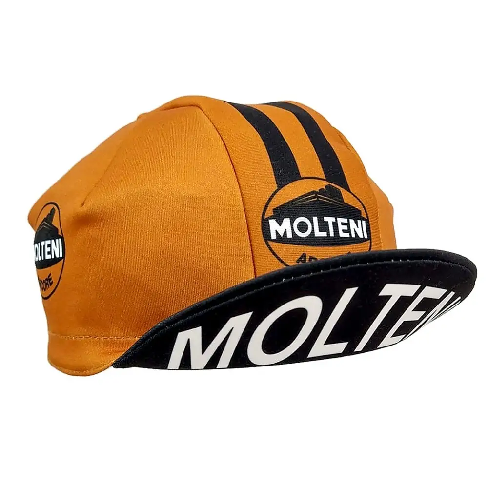 Retro Molteni Cycling Caps Black/White/Orange Bike Hat One Size Fits Most