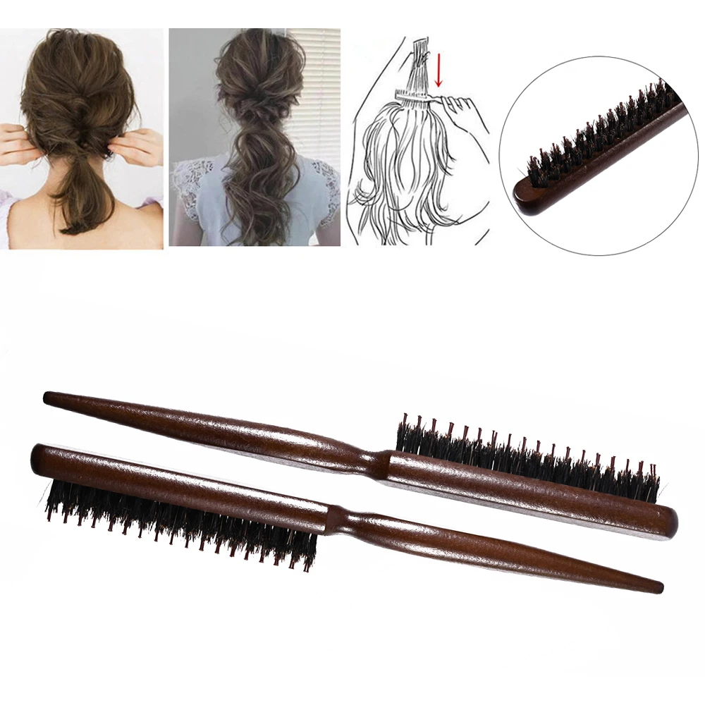 Salão de beleza profissional provocando escovas de cabelo de volta madeira linha fina pente extensão hairbrush hairdressing ferramentas estilo diy 1 pcs