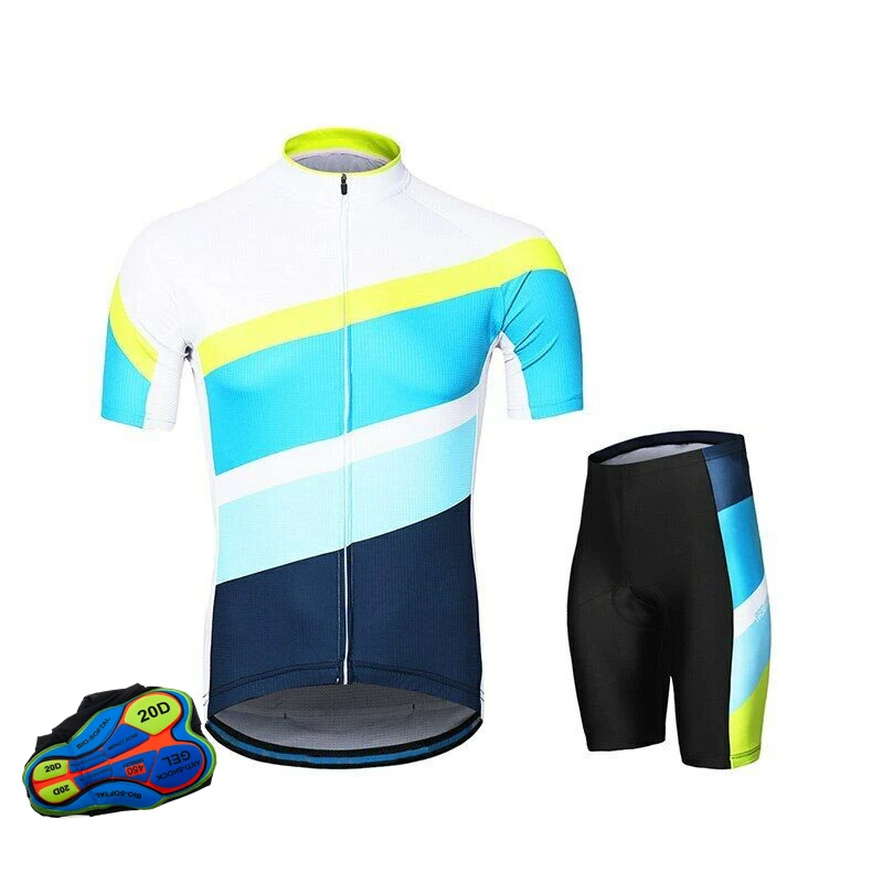 Men’s Cycling Full Zipper Wear Road Bike Bicycle Short Sleeve Suit Tight Fitting Breathable Clothing Set Padded Cycling Bib