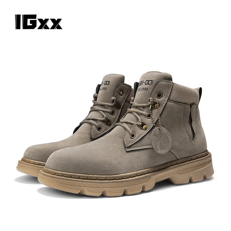 

IGxx winter High Quality Men Martin Boots Martens Botas Mujer Casual Ankle Boots Shoes Unisex Leather Chelsea cowboy boots mens