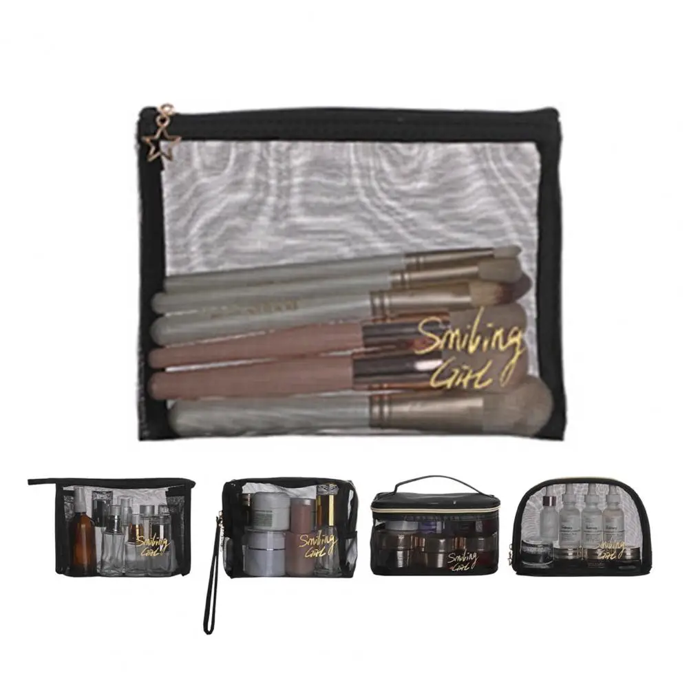 Storage Pouch Large Capacity Wear Resistant Polyester Cosmetic Organizer Mesh Bag for Home